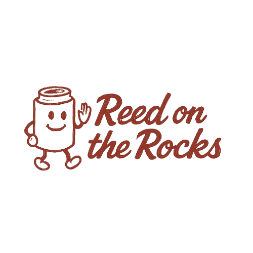 reed on the rocks koozie logo - koozie waving